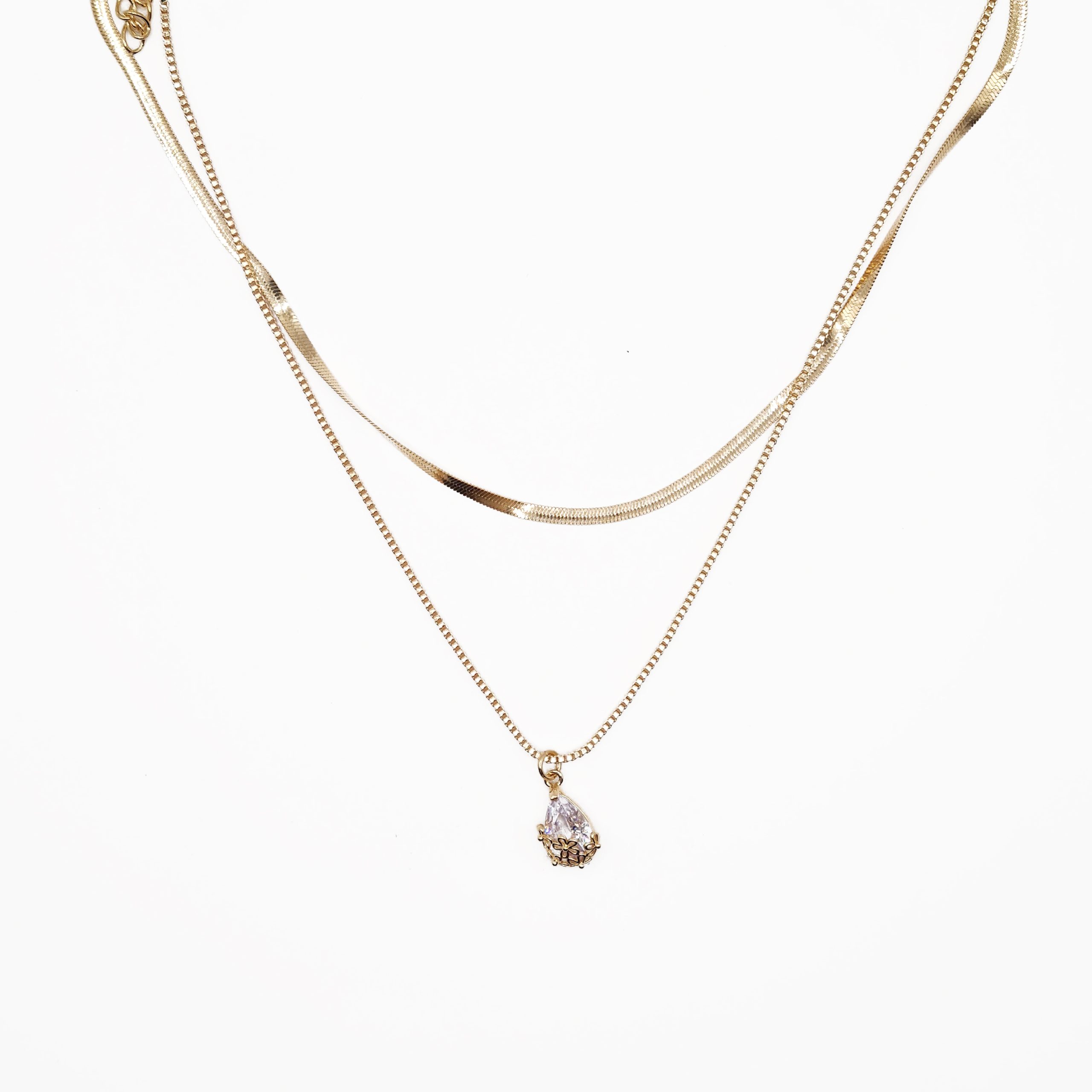 Collar doble cadena con gota - Imagen 2